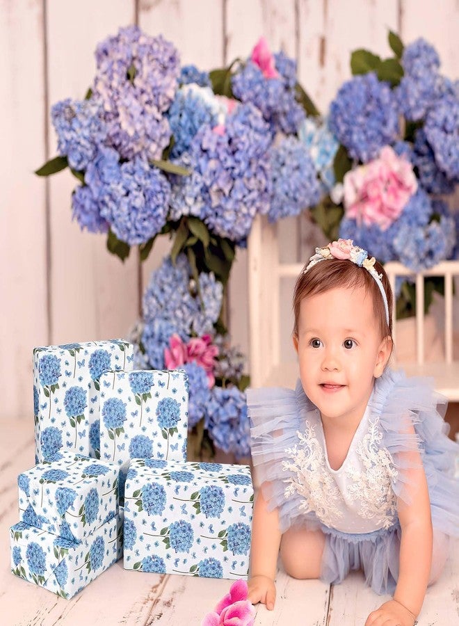 Sanixin 100 Sheets Watercolor Hydrangea Tissue Paper Blue Floral Butterfly Tissue Paper Decorative Tissue for Baby Shower, Wedding, Birthday Party Gift Packaging Supplies, 20 x 14 Inch - Image 4